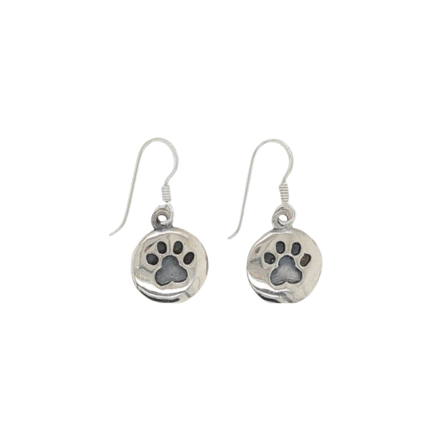 MCJ Drop Disc Paw Print Earrings