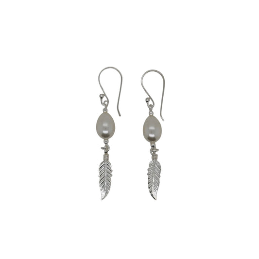 MCJ Freshwater Pearl Feather Earrings