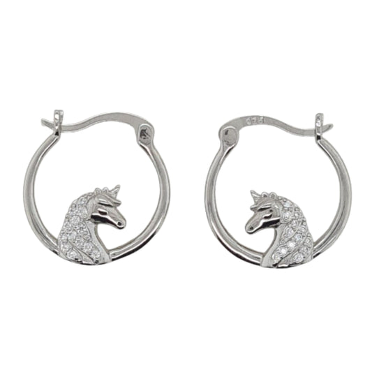 MCJ Hoops CZ Unicorn Earrings - EQ Saddlery