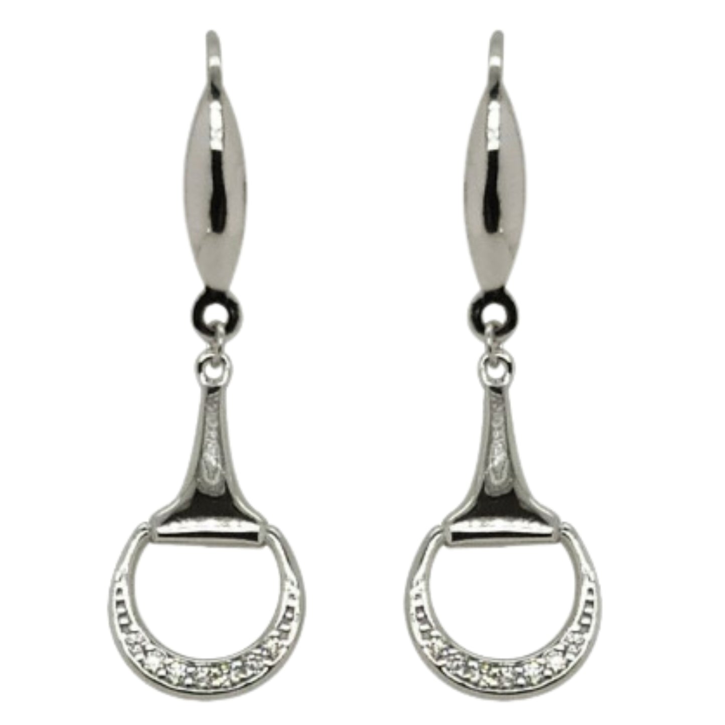 MCJ Horse Bit Drop CZ Earrings - EQ Saddlery
