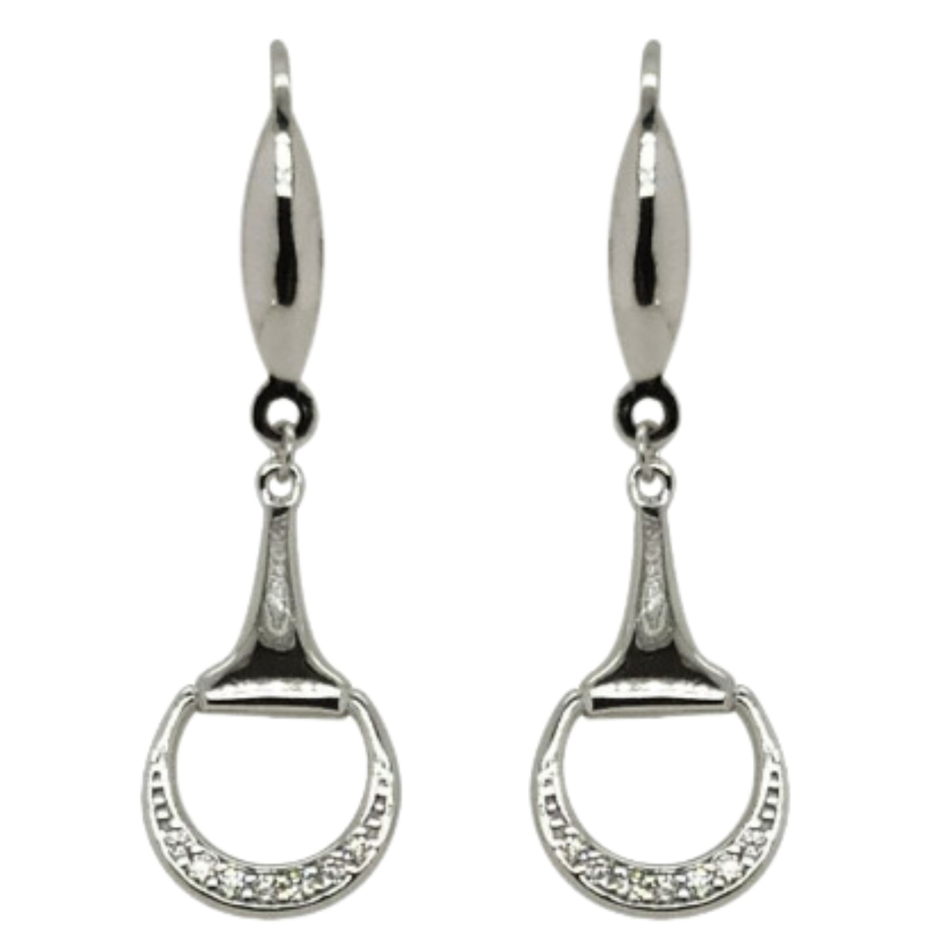 MCJ Horse Bit Drop CZ Earrings - EQ Saddlery