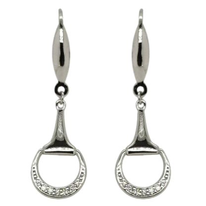 MCJ Horse Bit Drop CZ Earrings - EQ Saddlery