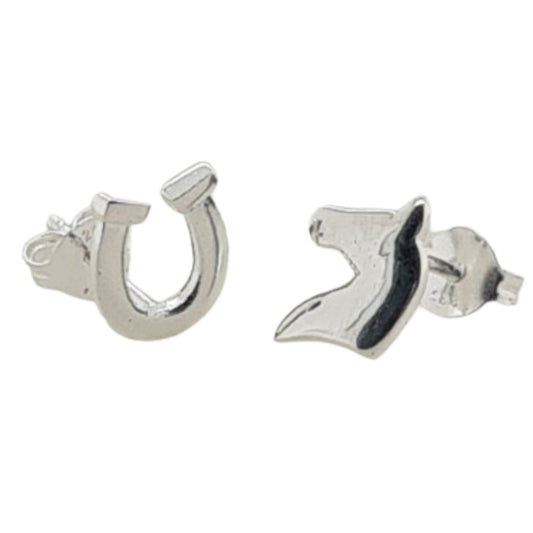 MCJ Horse Head and Shoe Stud Earrings - EQ Saddlery