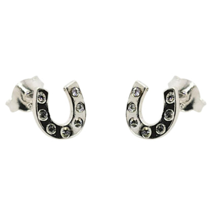 MCJ Horseshoe Stud CZ Earrings