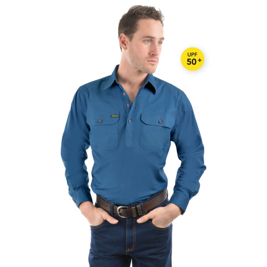 Hard Slog Mens Half Placket Light Cotton Shirt