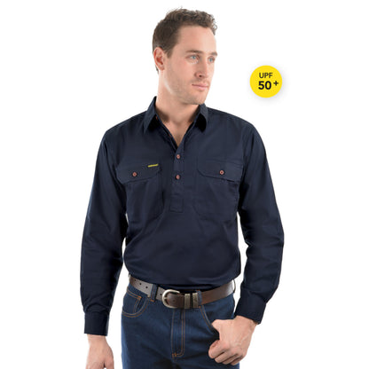 Hard Slog Mens Half Placket Light Cotton Shirt