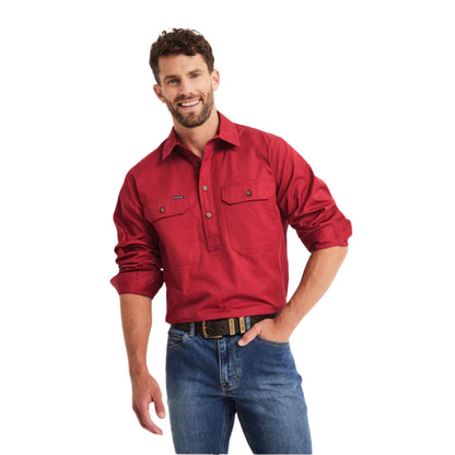 RB Sellars Mens Burton Half Button Long Sleeve Light Weight Workshirt - EQ Saddlery