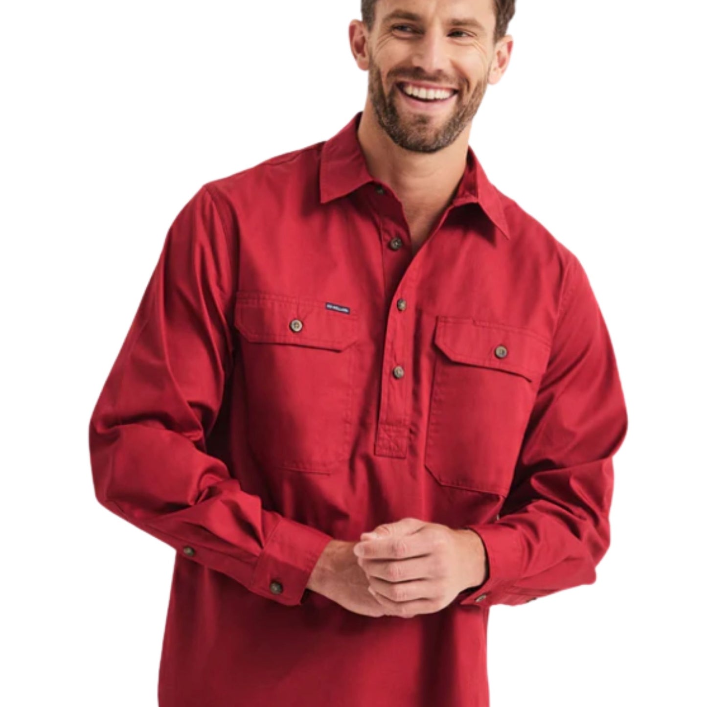 RB Sellars Mens Burton Half Button Long Sleeve Light Weight Workshirt - EQ Saddlery