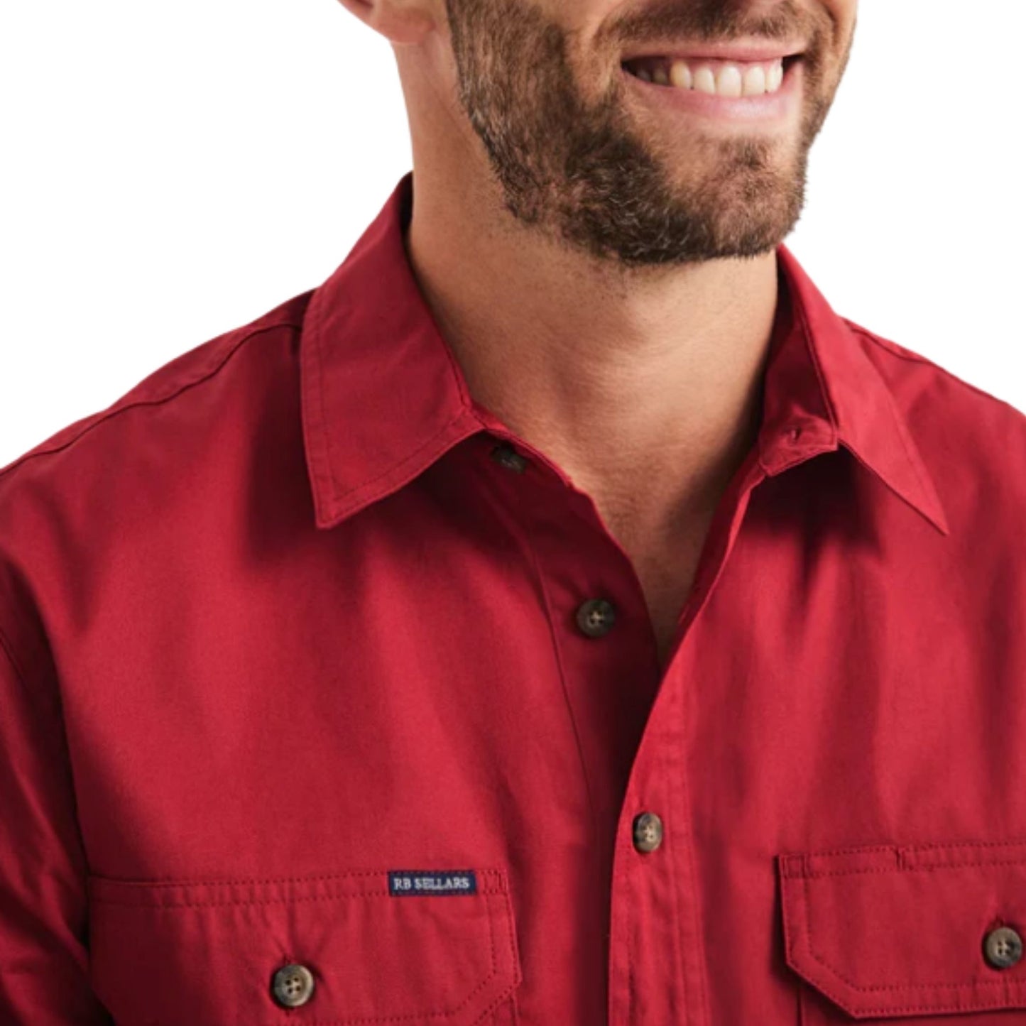 RB Sellars Mens Burton Half Button Long Sleeve Light Weight Workshirt - EQ Saddlery