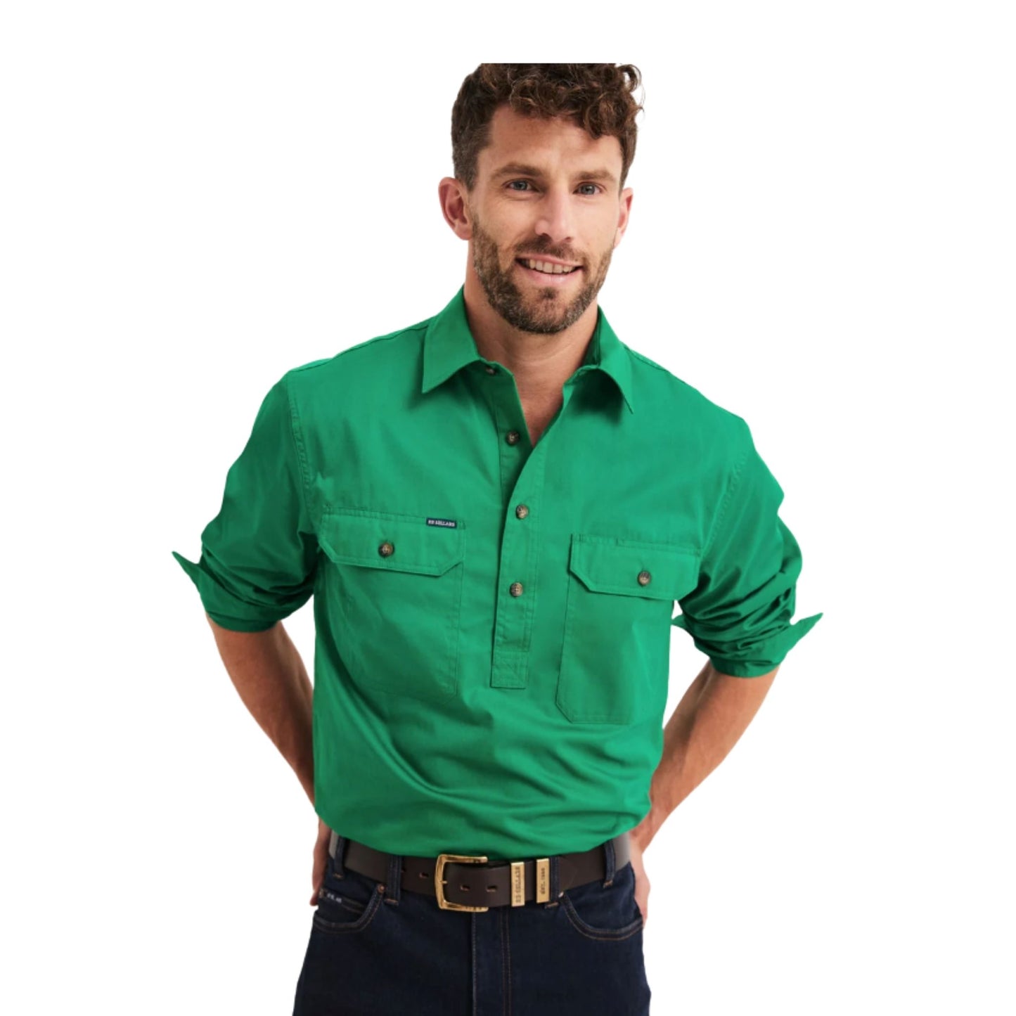 RB Sellars Mens Burton Half Button Long Sleeve Light Weight Workshirt - EQ Saddlery