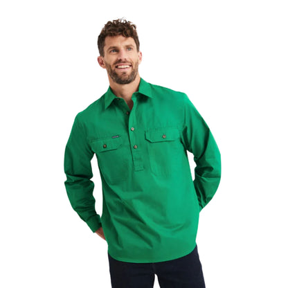 RB Sellars Mens Burton Half Button Long Sleeve Light Weight Workshirt - EQ Saddlery