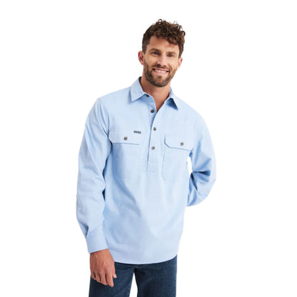 RB Sellars Mens Burton Half Button Long Sleeve Light Weight Workshirt - EQ Saddlery