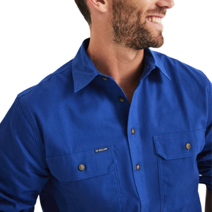 RB Sellars Mens Burton Half Button Long Sleeve Light Weight Workshirt - EQ Saddlery