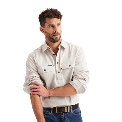 RB Sellars Mens Burton Half Button Long Sleeve Light Weight Workshirt - EQ Saddlery