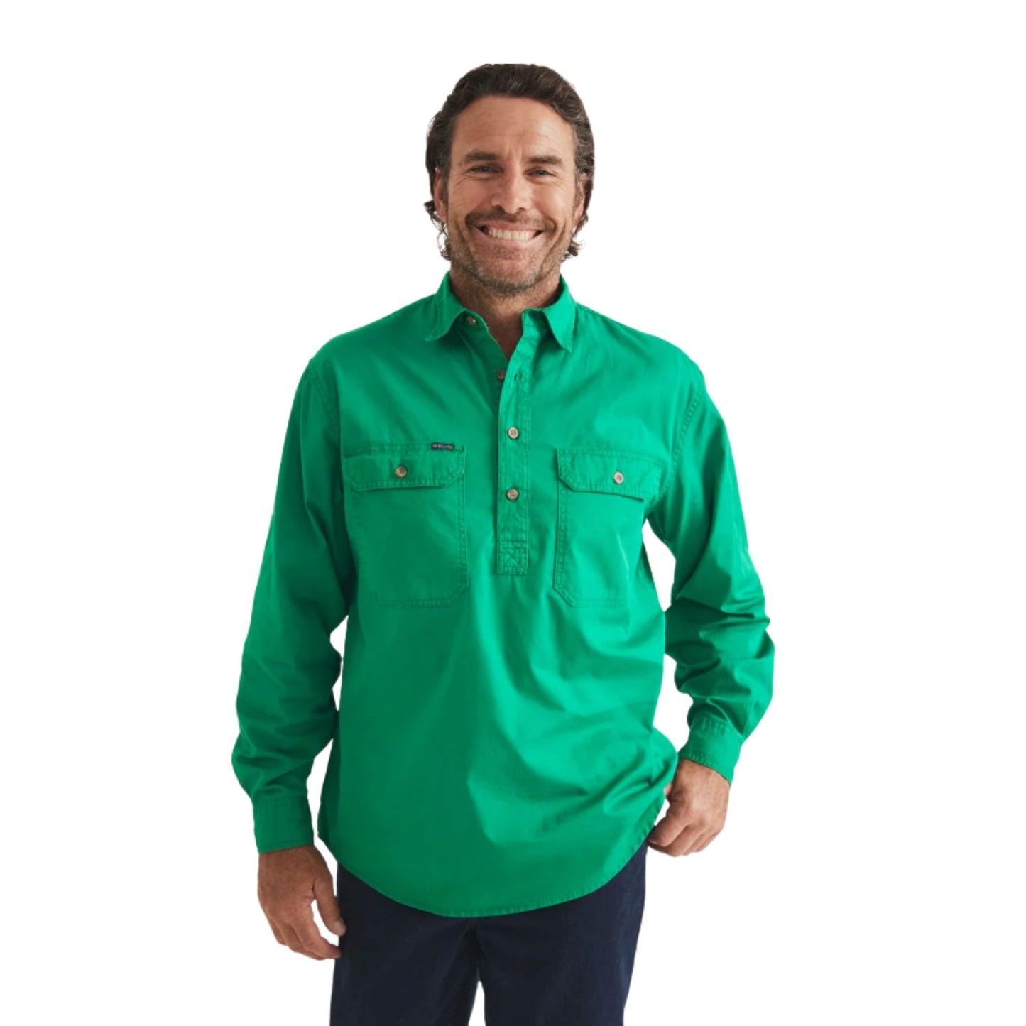RB Sellars Mens Burton Half Button Long Sleeve Mid Weight Workshirt - EQ Saddlery