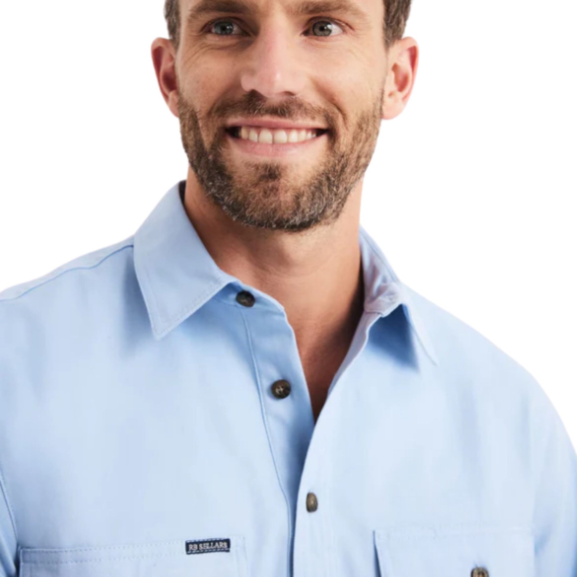 RB Sellars Mens Burton Half Button Long Sleeve Mid Weight Workshirt - EQ Saddlery