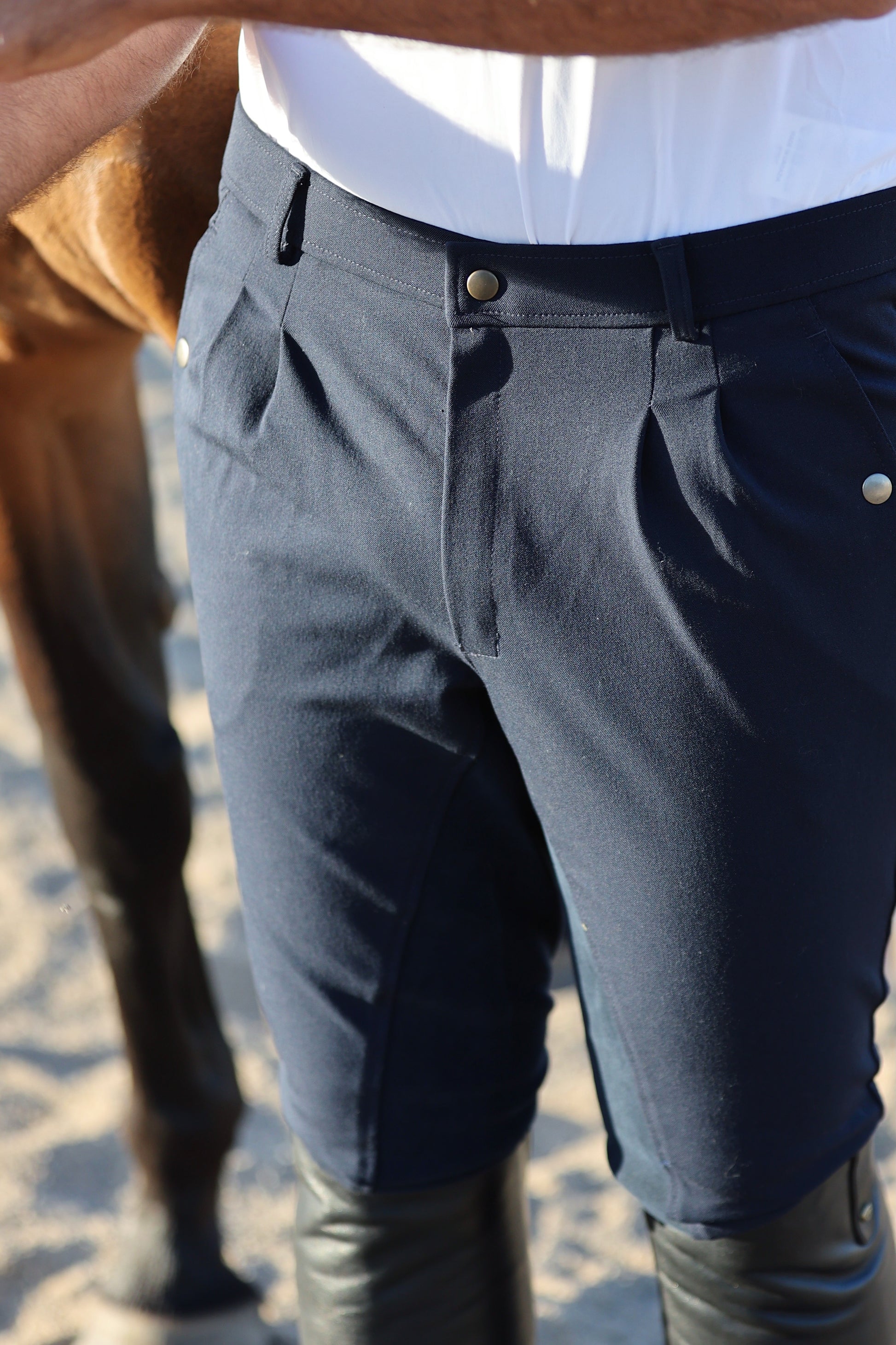 QJ Riding Wear Mens Knee Silicon Breeches - EQ Saddlery