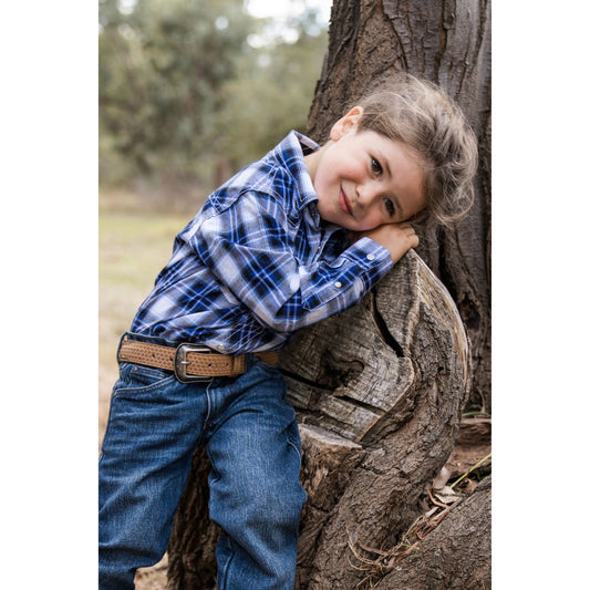 Pure Western Boys Mitchell Check Western Long Sleeve Shirt - EQ Saddlery