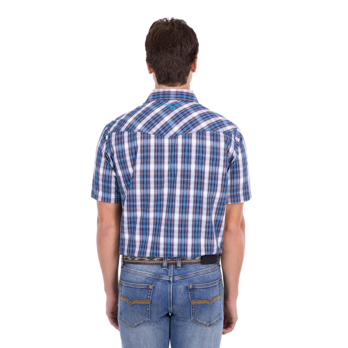 Pure Western Mens Larry Check Western Short Sleeve Shirt