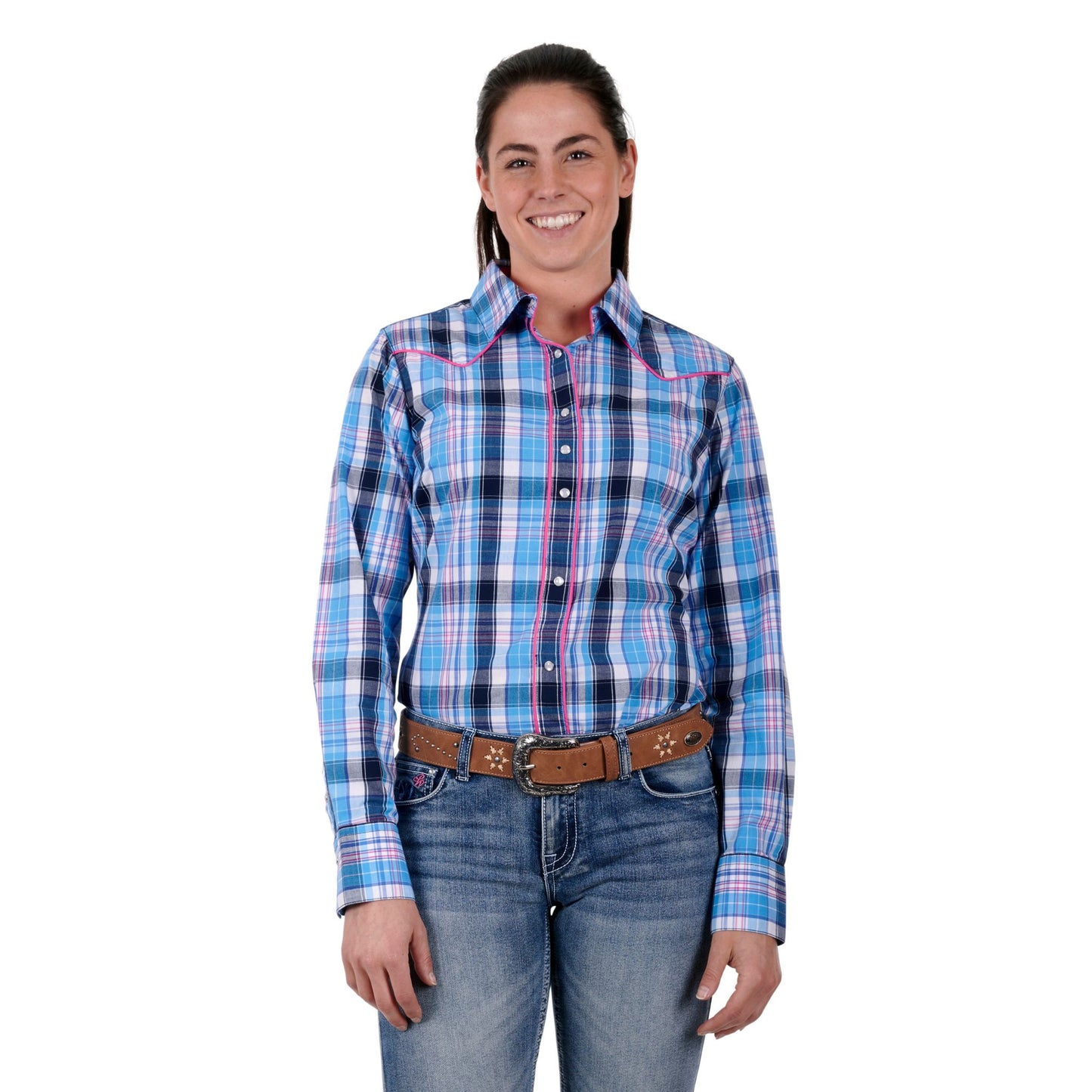 Pure Western Womens Shiloh Check Western Long Sleeve Shirt