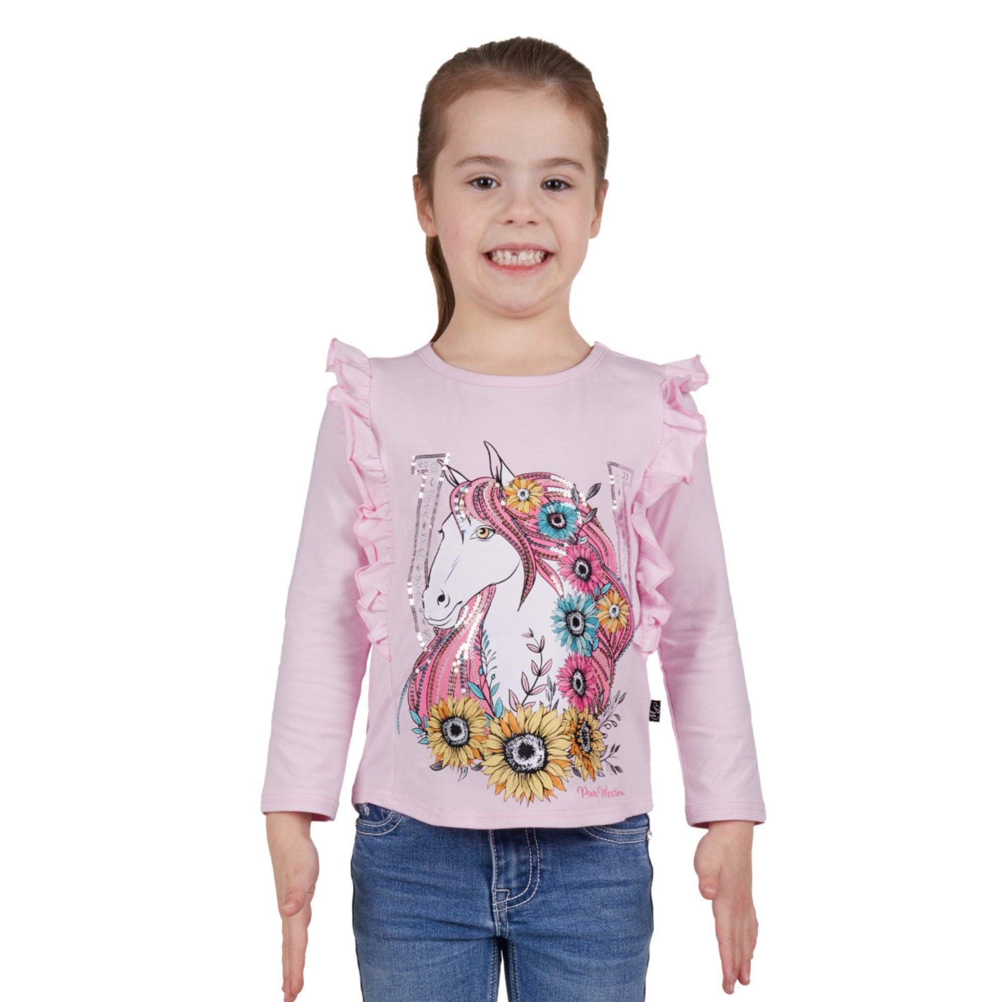 Pure Western Girls Jina Frill Long Sleeve Tee - EQ Saddlery