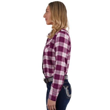 Pure Western Womens Shakia Check Long Sleeve Shirt