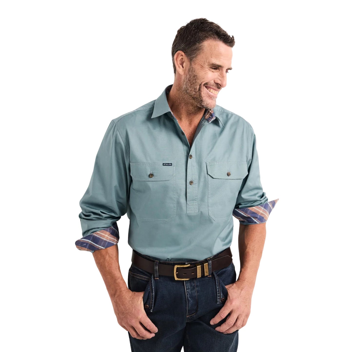 RB Sellars Mens Burton Half Button Long Sleeve Limited Edition Workshirt