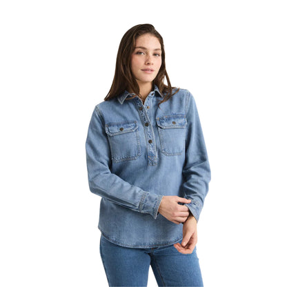 RB Sellars Womens Oaklands Half Button Long Sleeve Workshirt