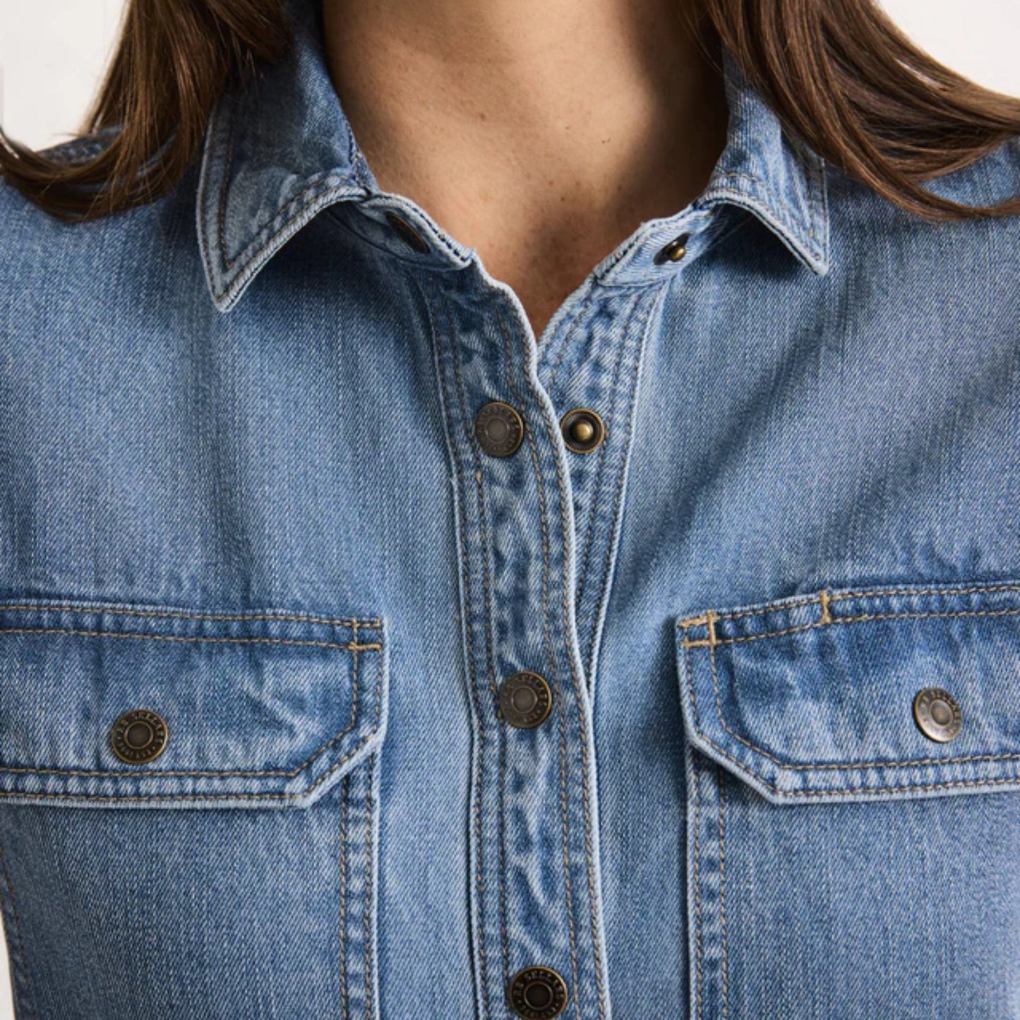 RB Sellars Womens Oaklands Half Button Long Sleeve Workshirt