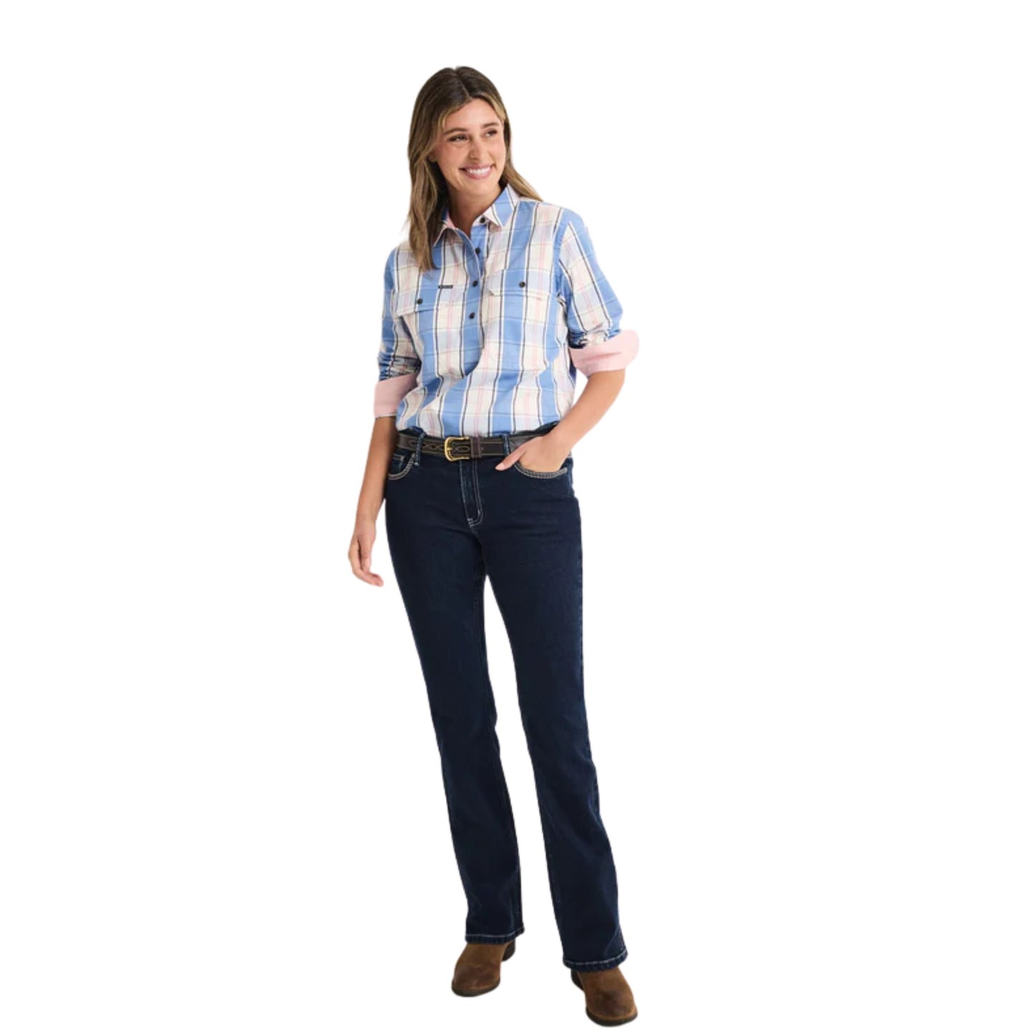 RB Sellars Womens Sandy Half Button Long Sleeve Limited Edition Workshirt