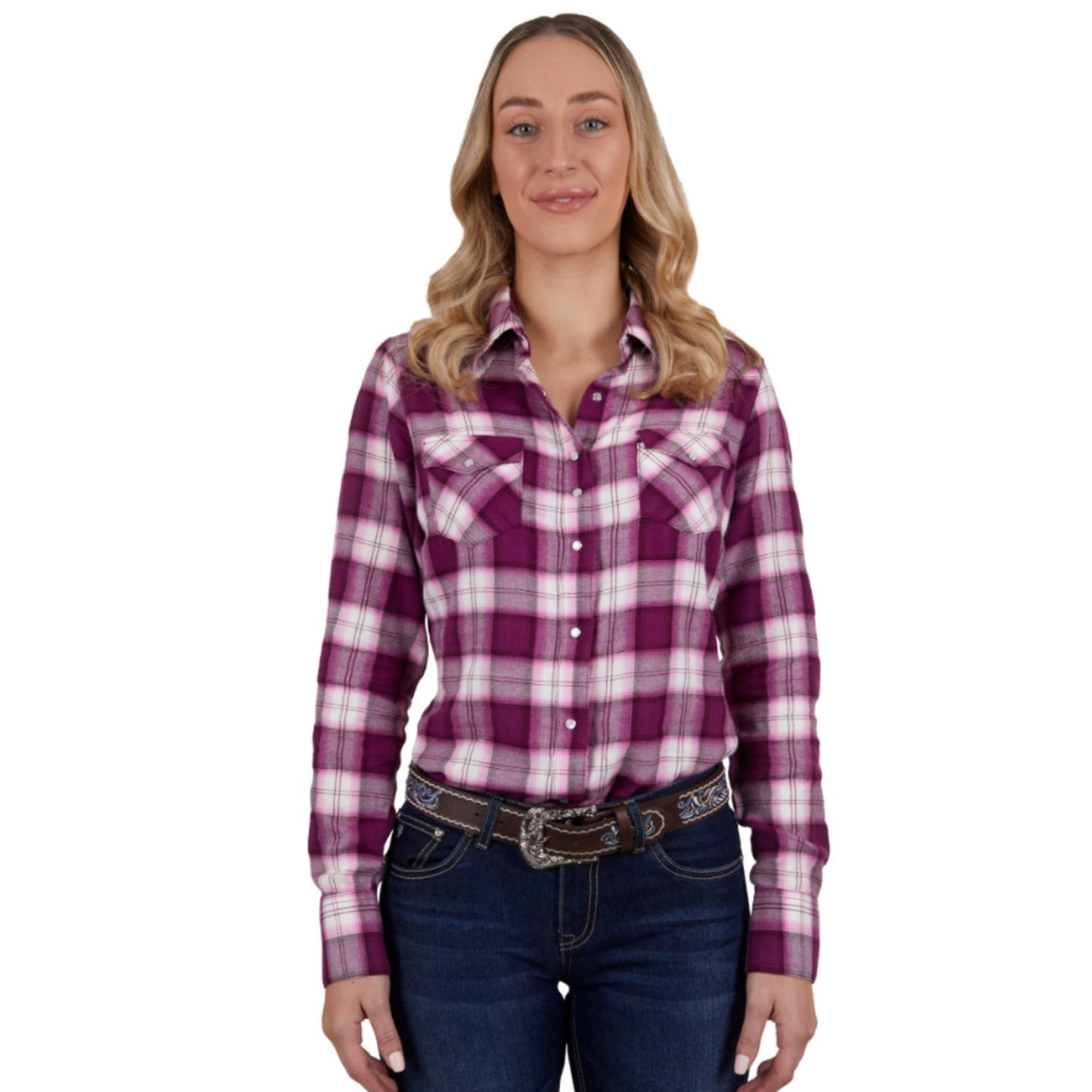 Pure Western Womens Shakia Check Long Sleeve Shirt