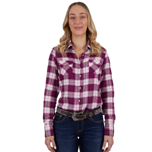 Pure Western Womens Shakia Check Long Sleeve Shirt - EQ Saddlery