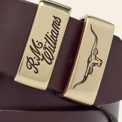 RMW 3 Piece Solid Hide Belt with 1 1/2 inch Polished Brass Buckle