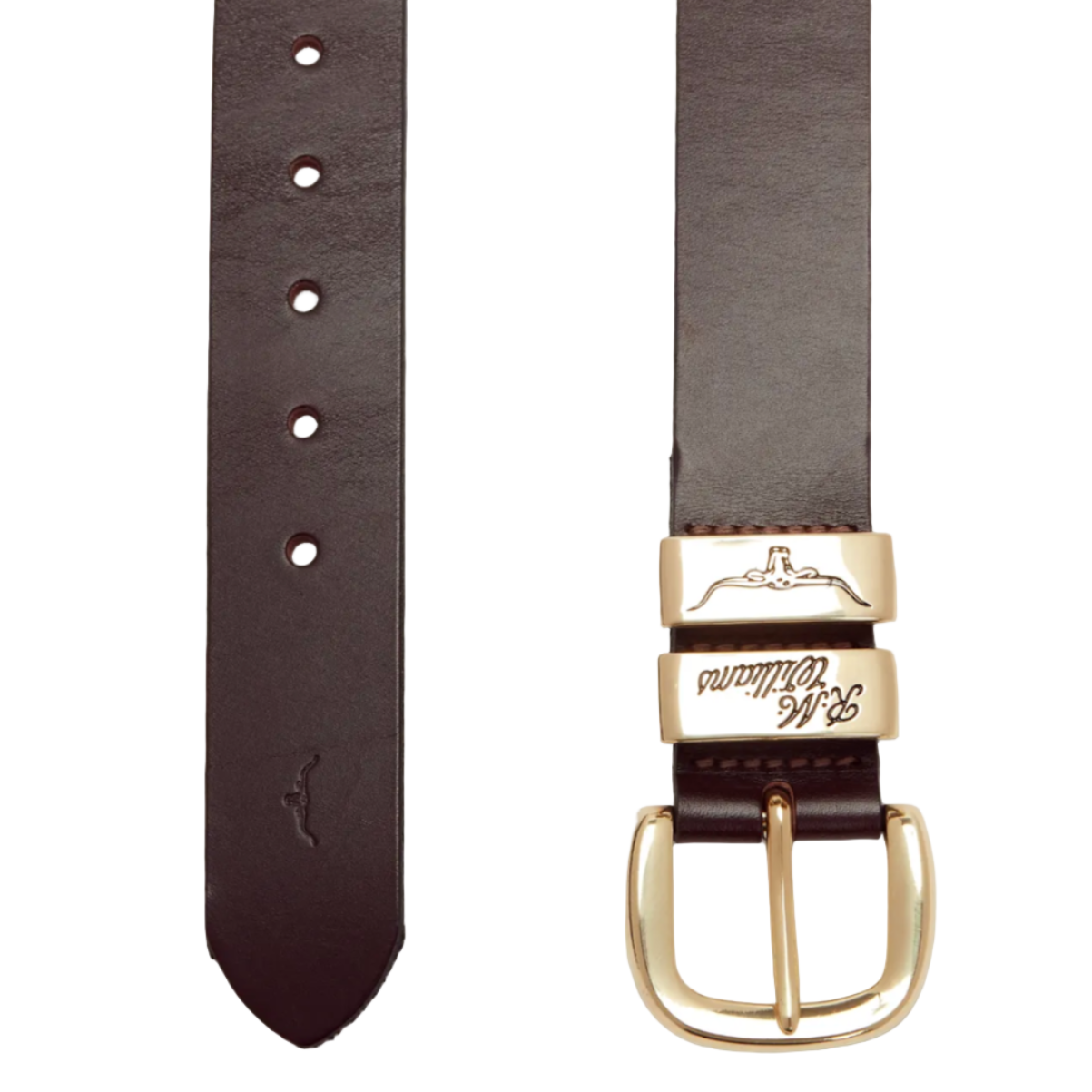 RMW 3 Piece Solid Hide Belt with 1 1/2 inch Polished Brass Buckle