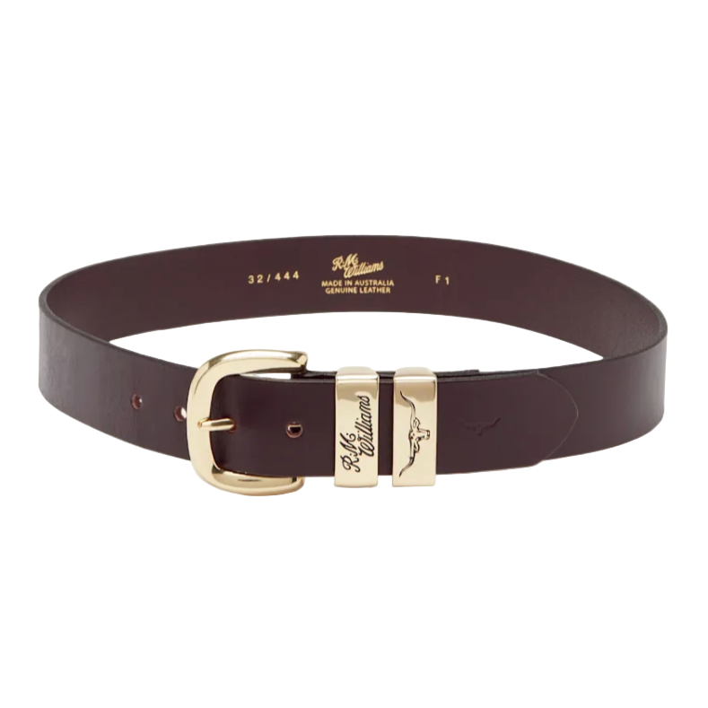 RMW 3 Piece Solid Hide Belt with 1 1/2 inch Polished Brass Buckle
