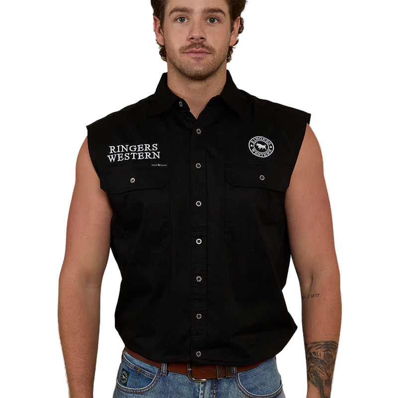 Ringers Western Mens Hawkeye Flag Sleeveless Work Shirt - EQ Saddlery