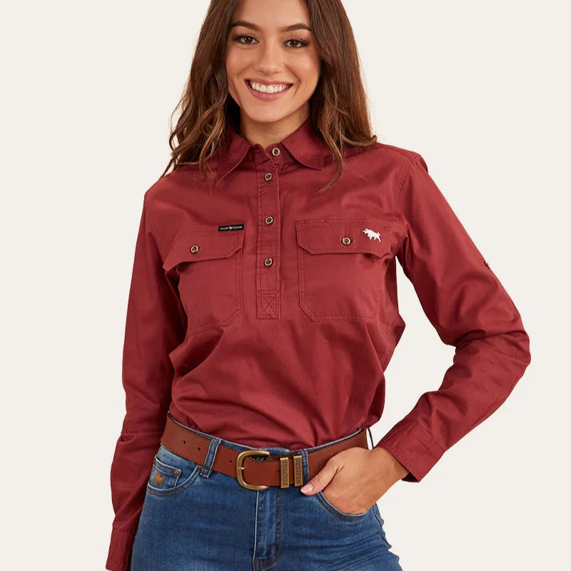 Ringers Western Womens Pentecost River Half Button Work Shirt