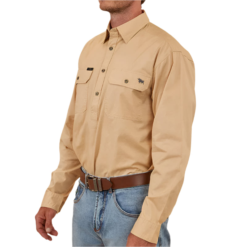 Ringers Western Mens King River Half Button Work Shirt - EQ Saddlery