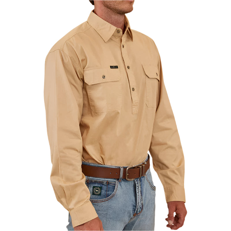 Ringers Western Mens King River Half Button Work Shirt - EQ Saddlery