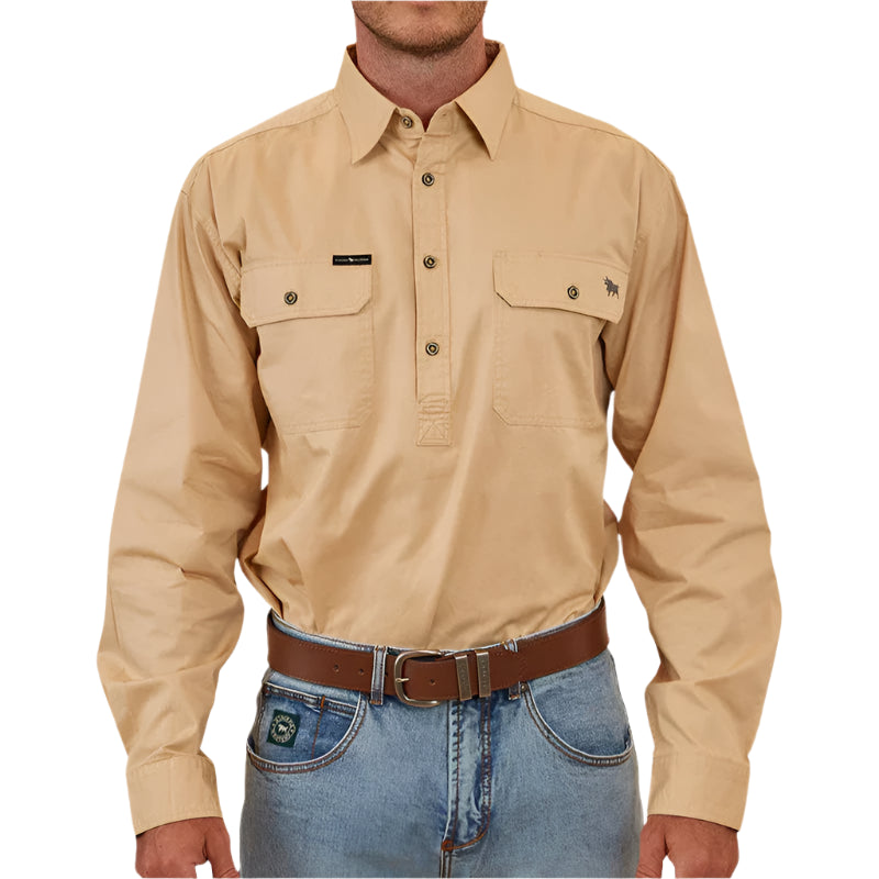 Ringers Western Mens King River Half Button Work Shirt - EQ Saddlery