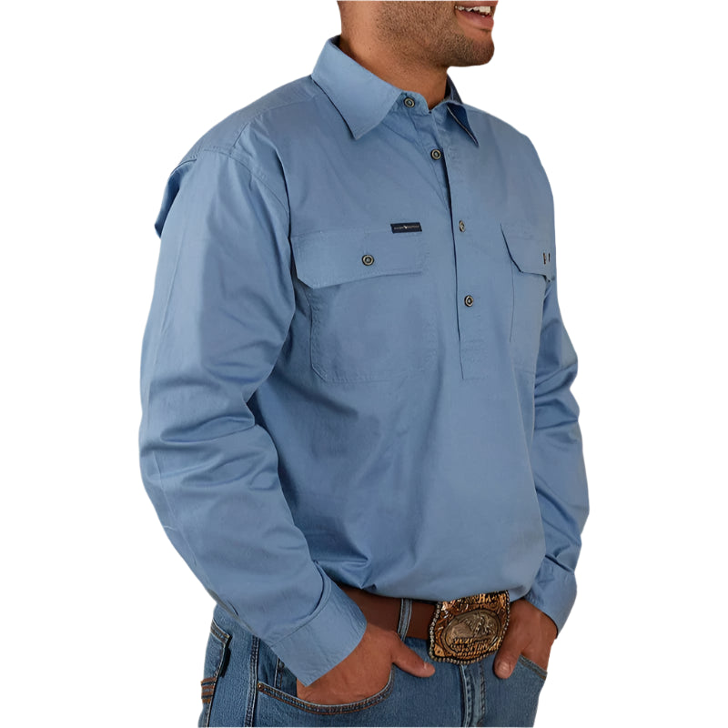 Ringers Western Mens King River Half Button Work Shirt - EQ Saddlery