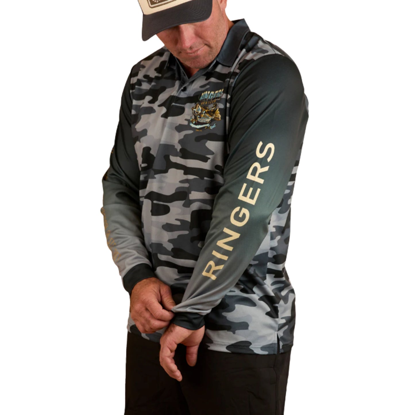 Ringers Western Mens Buckin Barra Fishing Jersey