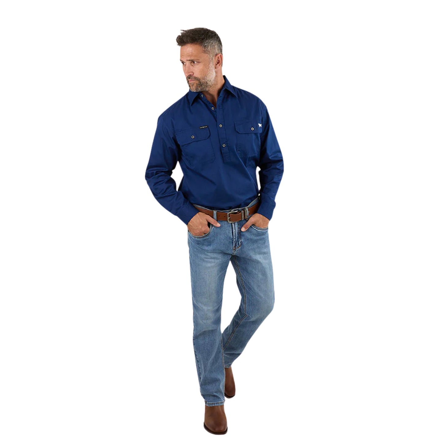 Ringers Western Mens King River Half Button Work Shirt