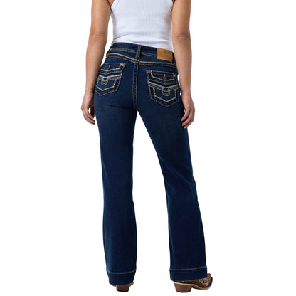 Ringers Western Womens Indi Rodeo Saddle Stitch High Rise Wideleg Jeans