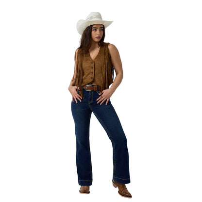 Ringers Western Womens Indi Rodeo Saddle Stitch High Rise Wideleg Jeans