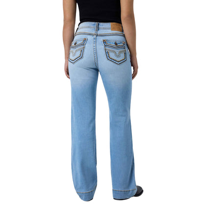 Ringers Western Womens Indi Rodeo Saddle Stitch High Rise Wideleg Jeans