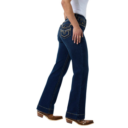 Ringers Western Womens Indi Rodeo Saddle Stitch High Rise Wideleg Jeans