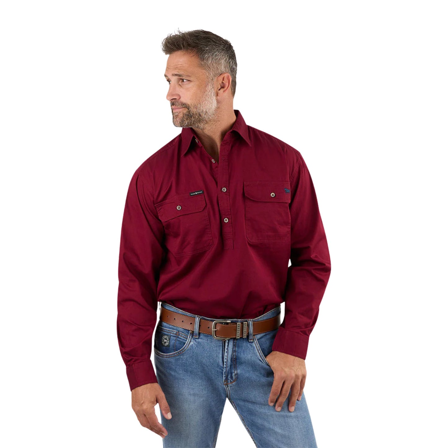 Ringers Western Mens King River Half Button Work Shirt