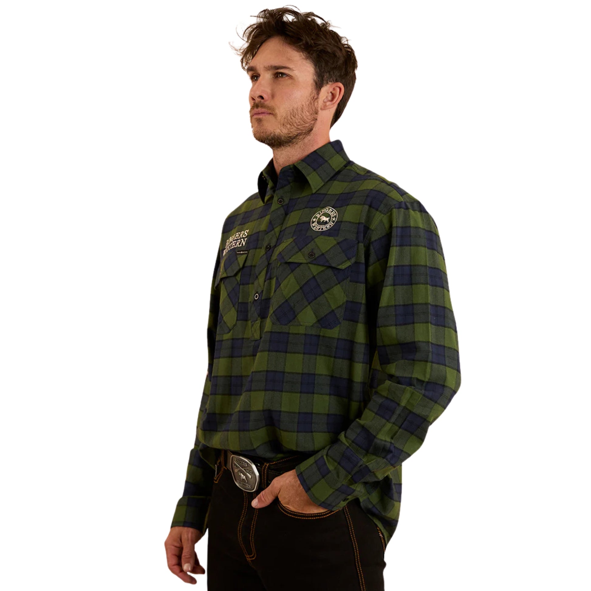 Ringers Western Mens Kingswood Half Button Flannel Shirt - EQ Saddlery