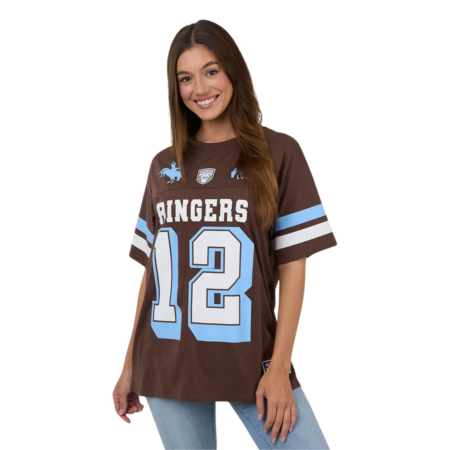 Ringers Western Womens Rodeo Cowboy Athletic Oversized T-Shirt